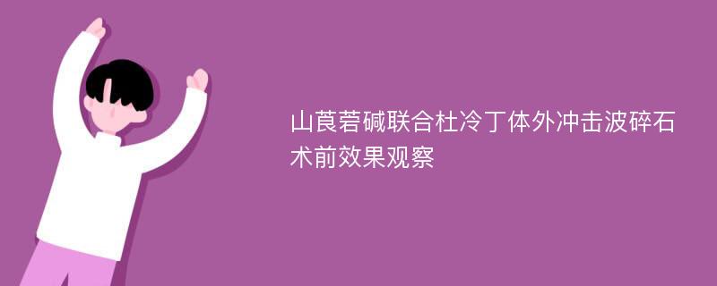 山莨菪碱联合杜冷丁体外冲击波碎石术前效果观察